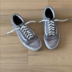 Silver Glitter Vans Sneakers with White Laces